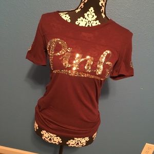 Maroon sparkly Victoria secret shirt